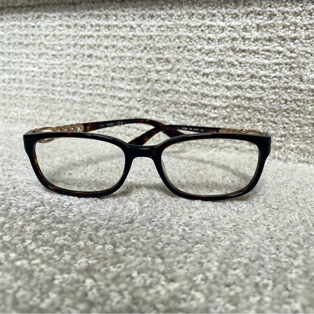 GUESS Tortoise Plastic Gold Tone Rhinestone Optical Eyeglasses Frame 51-17-135 - Picture 2 of 12